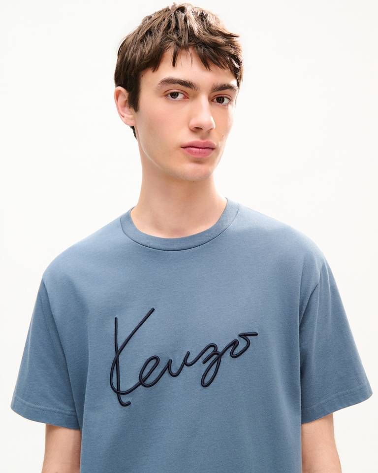 Áo thun nam thêu KENZO Signature đằng trước vải cotton