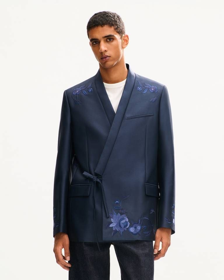 Áo blazer kimono len lụa KENZO Wildflower