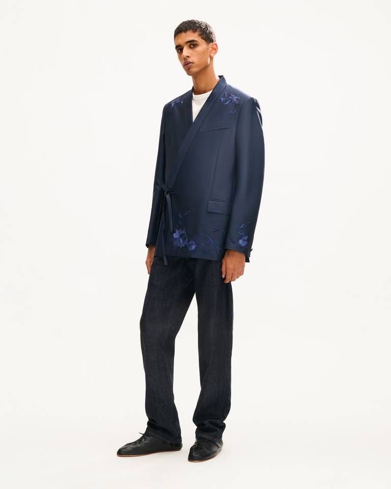 Áo blazer kimono len lụa KENZO Wildflower