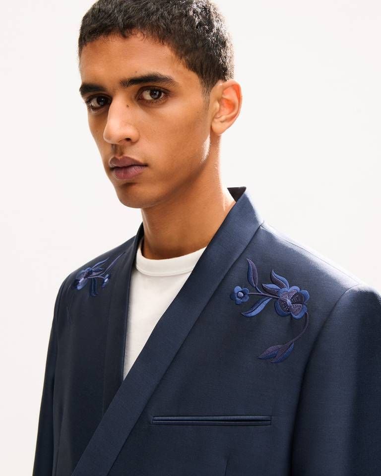Áo blazer kimono len lụa KENZO Wildflower