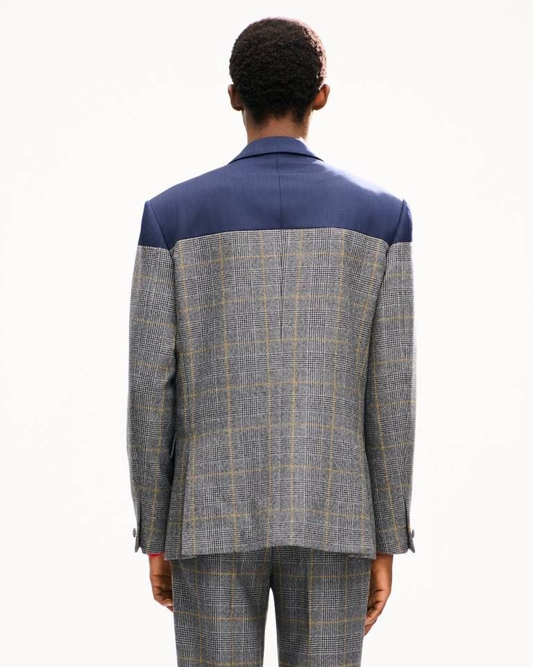 Áo blazer len KENZO Checks một hàng khuy
