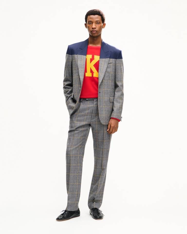 Áo blazer len KENZO Checks một hàng khuy
