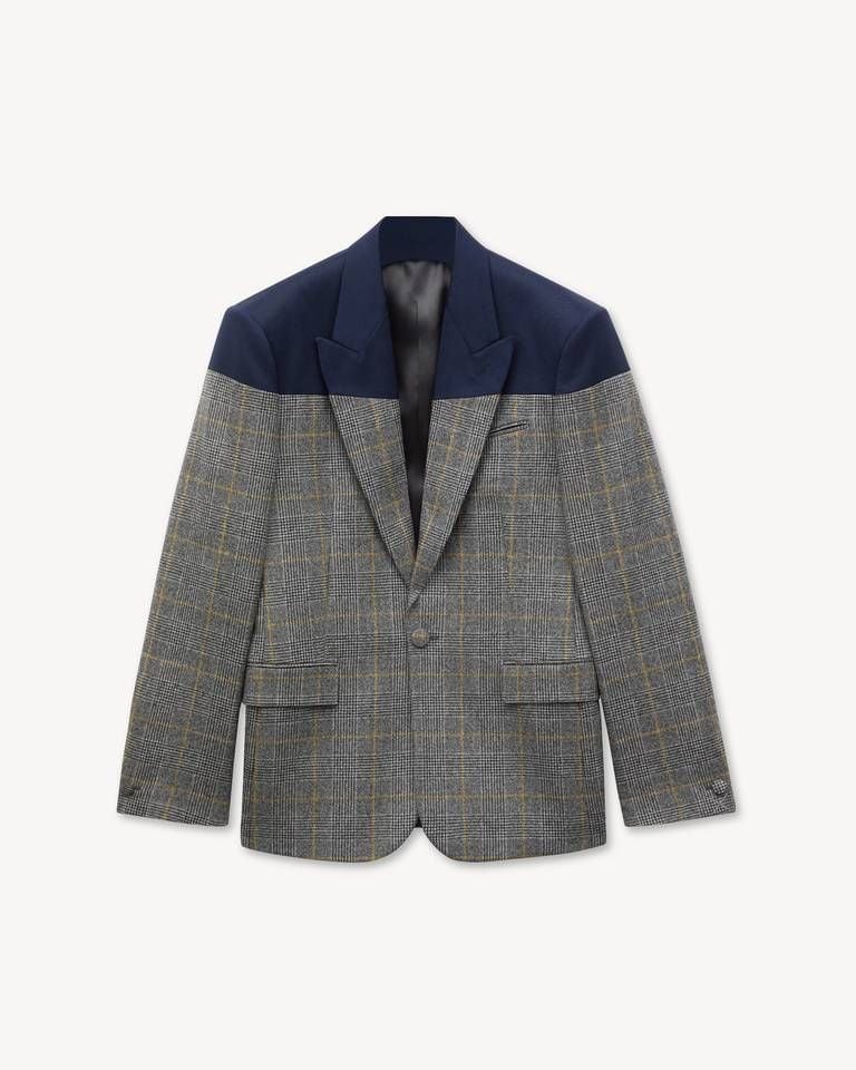 Áo blazer len KENZO Checks một hàng khuy