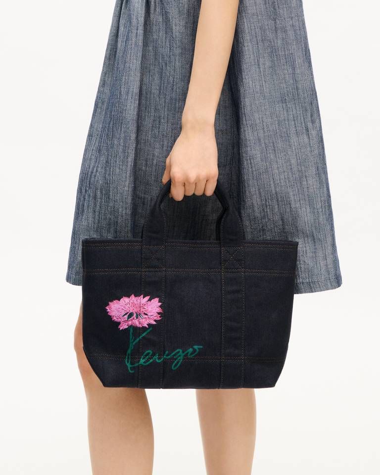 Kenzo - Túi xách nhỏ KENZO Tulip vải chéo giả denim