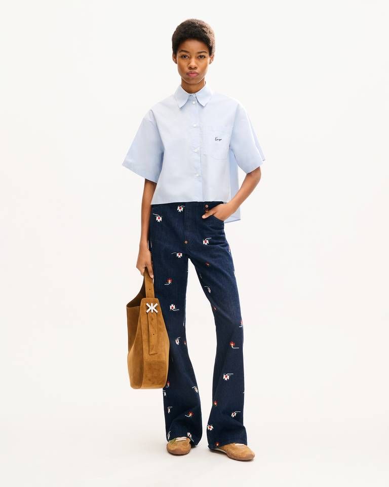 Áo sơ mi nữ cotton ngắn tay KENZO Signature
