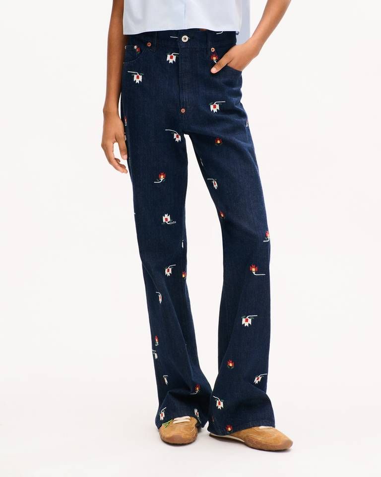 Quần jeans ống loe KENZO Ikat Flower