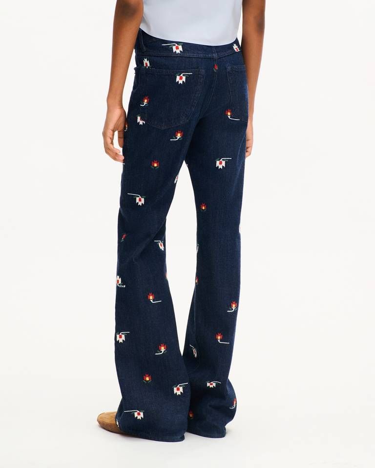 Quần jeans ống loe KENZO Ikat Flower