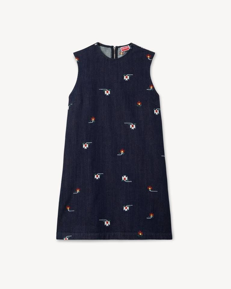 Đầm denim Nhật Bản không tay KENZO Ikat Flower