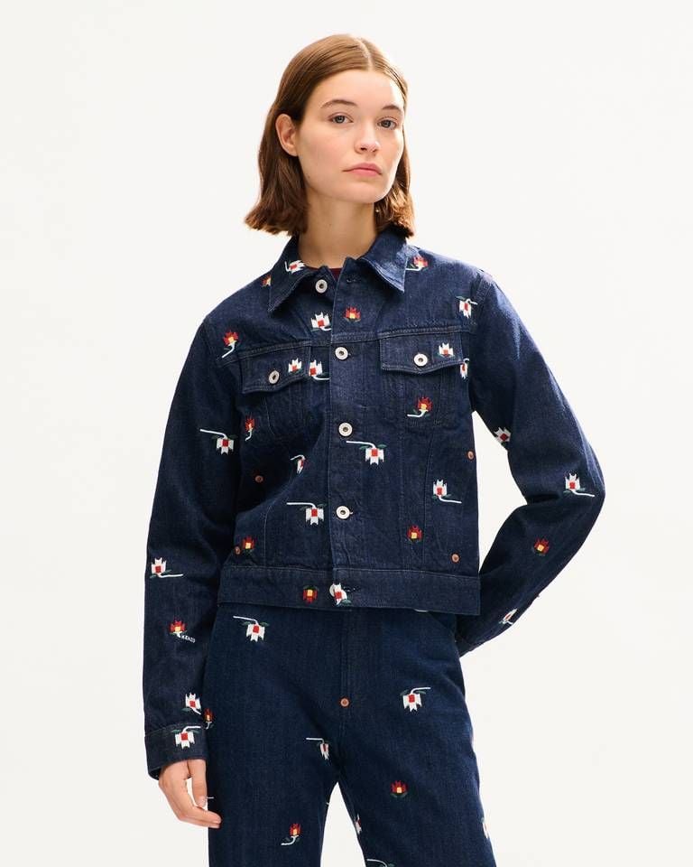 Áo khoác trucker ôm KENZO Ikat Flower