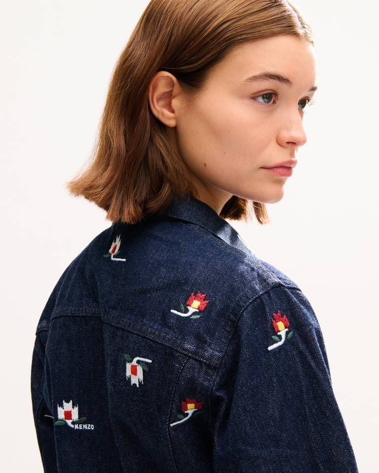 Áo khoác trucker ôm KENZO Ikat Flower