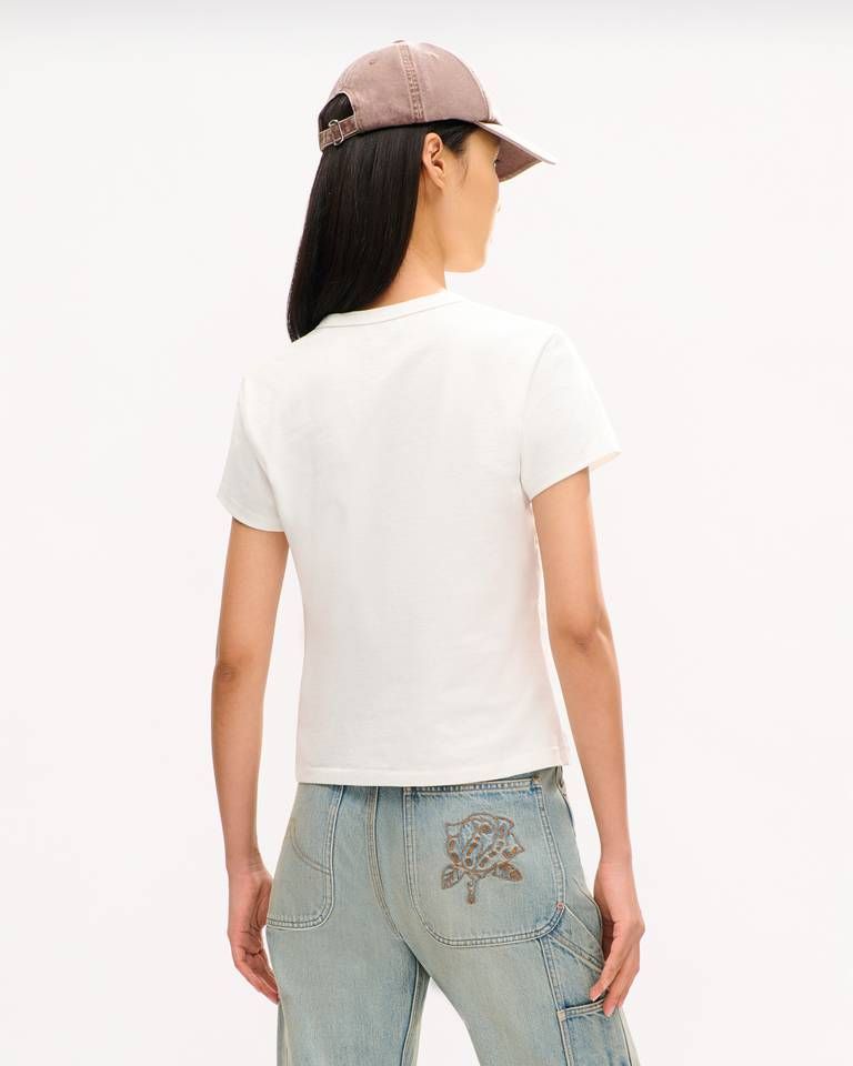 Áo thun cotton thêu KENZO Ikat Flower họa tiết hoa đỏ