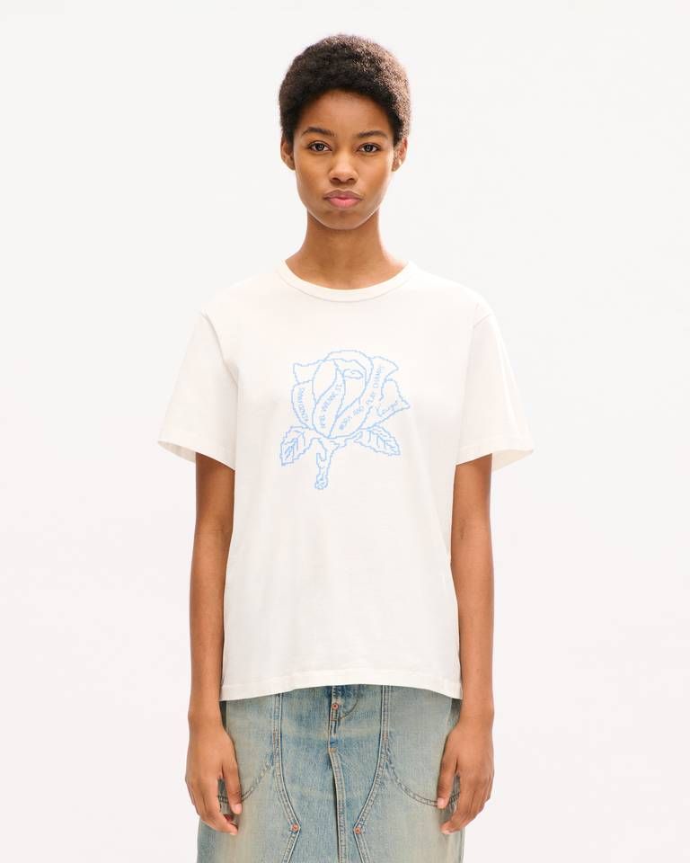 Áo thun cotton thêu KENZO Work And Play họa tiết hoa hồng