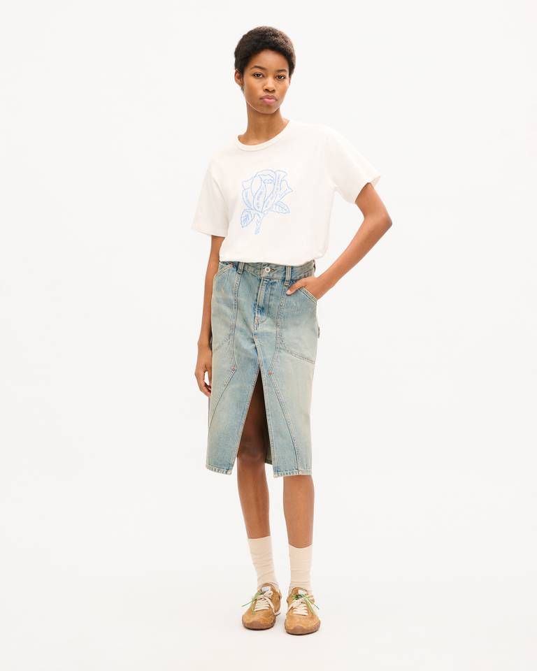 Áo thun cotton thêu KENZO Work And Play họa tiết hoa hồng
