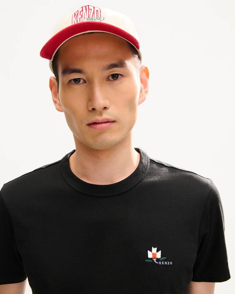 Áo thun cotton ôm thêu KENZO Ikat Flower