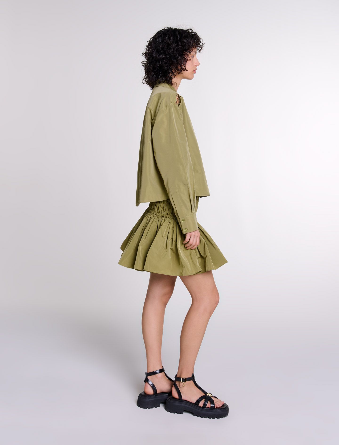 Maje - Áo sơ mi dáng crop phối charm trên vai