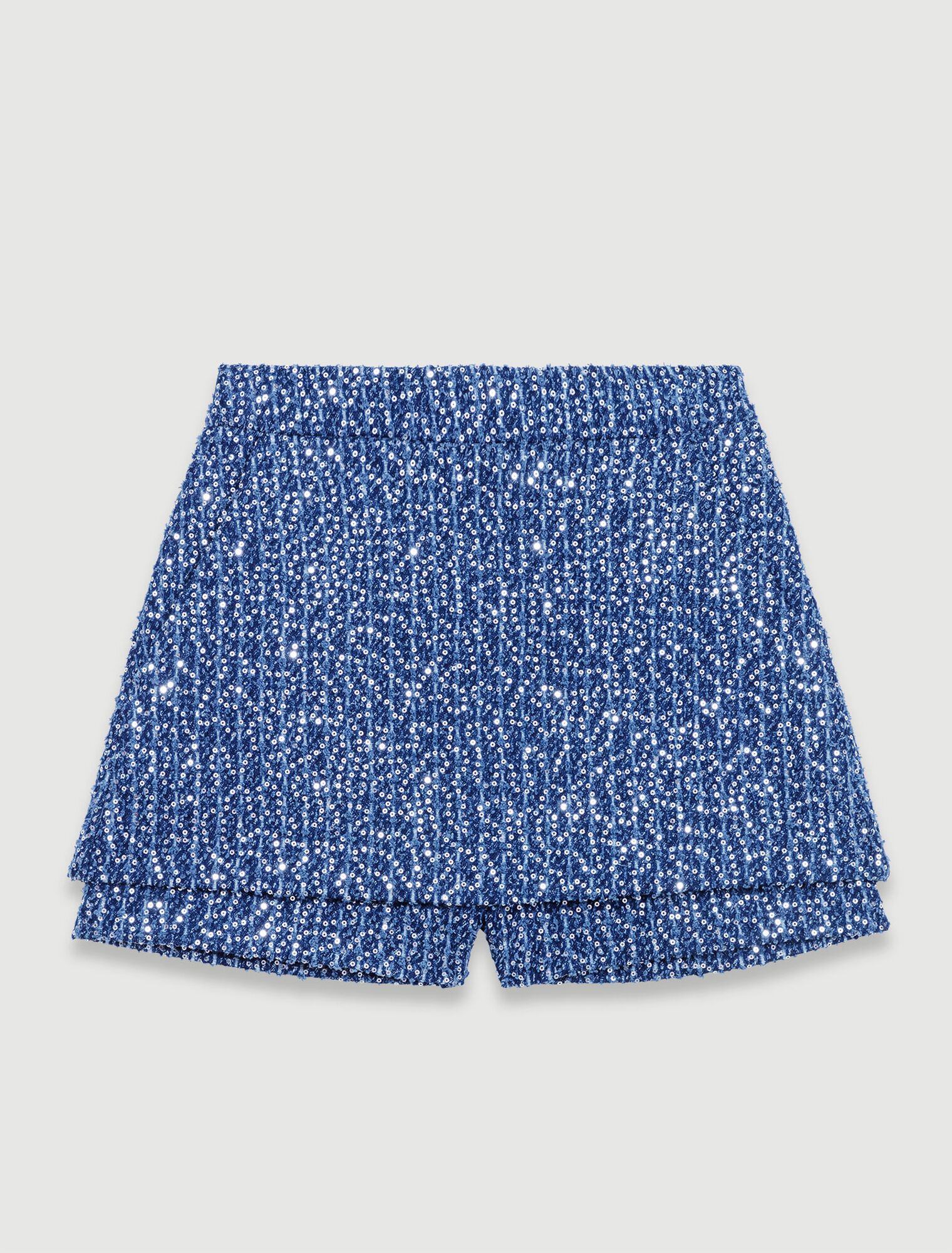 Quần short giả váy tweed hiệu ứng sequin