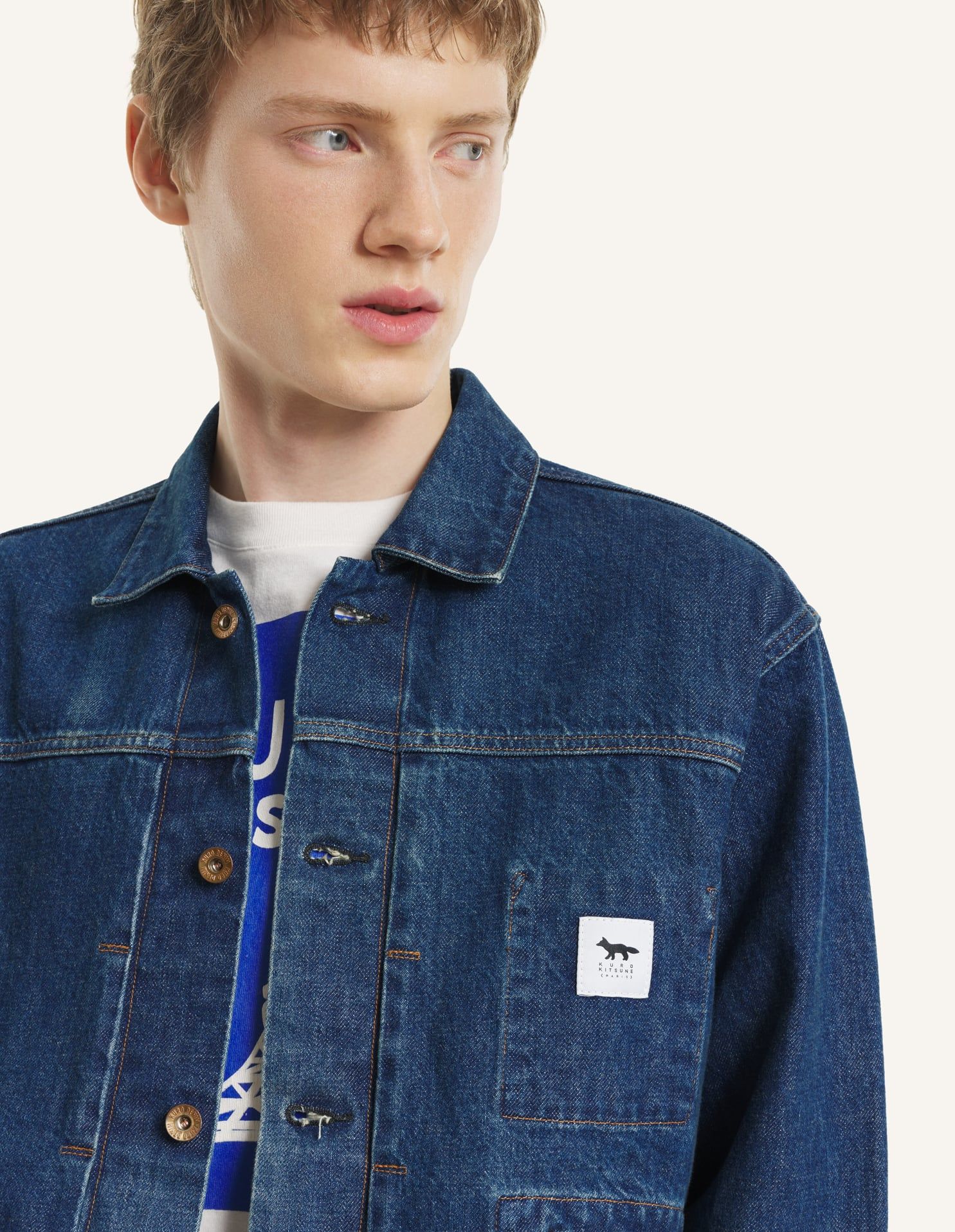 Áo khoác unisex denim MAISON KITSUNE x KURO Selvedge Voyage