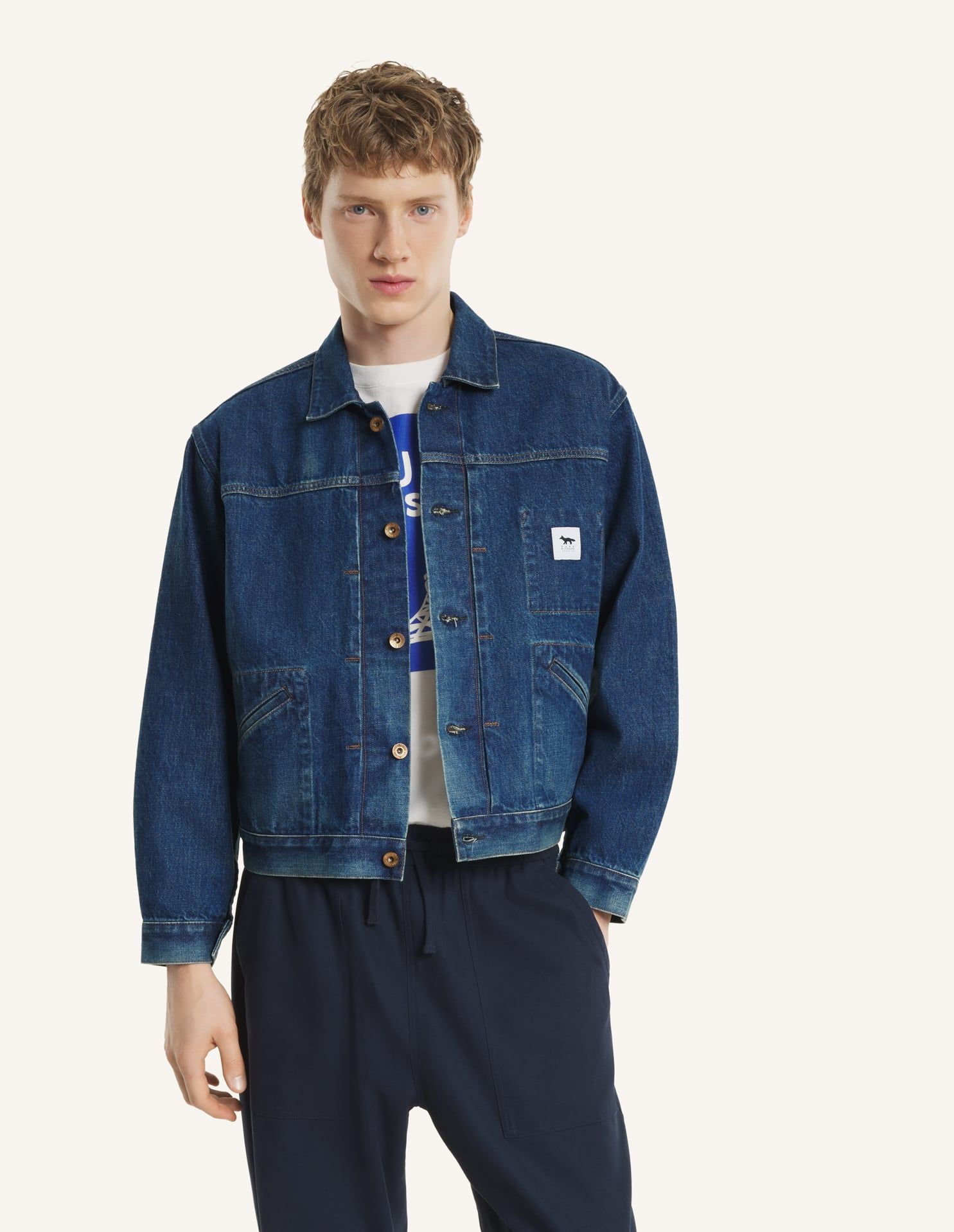 Áo khoác unisex denim MAISON KITSUNE x KURO Selvedge Voyage