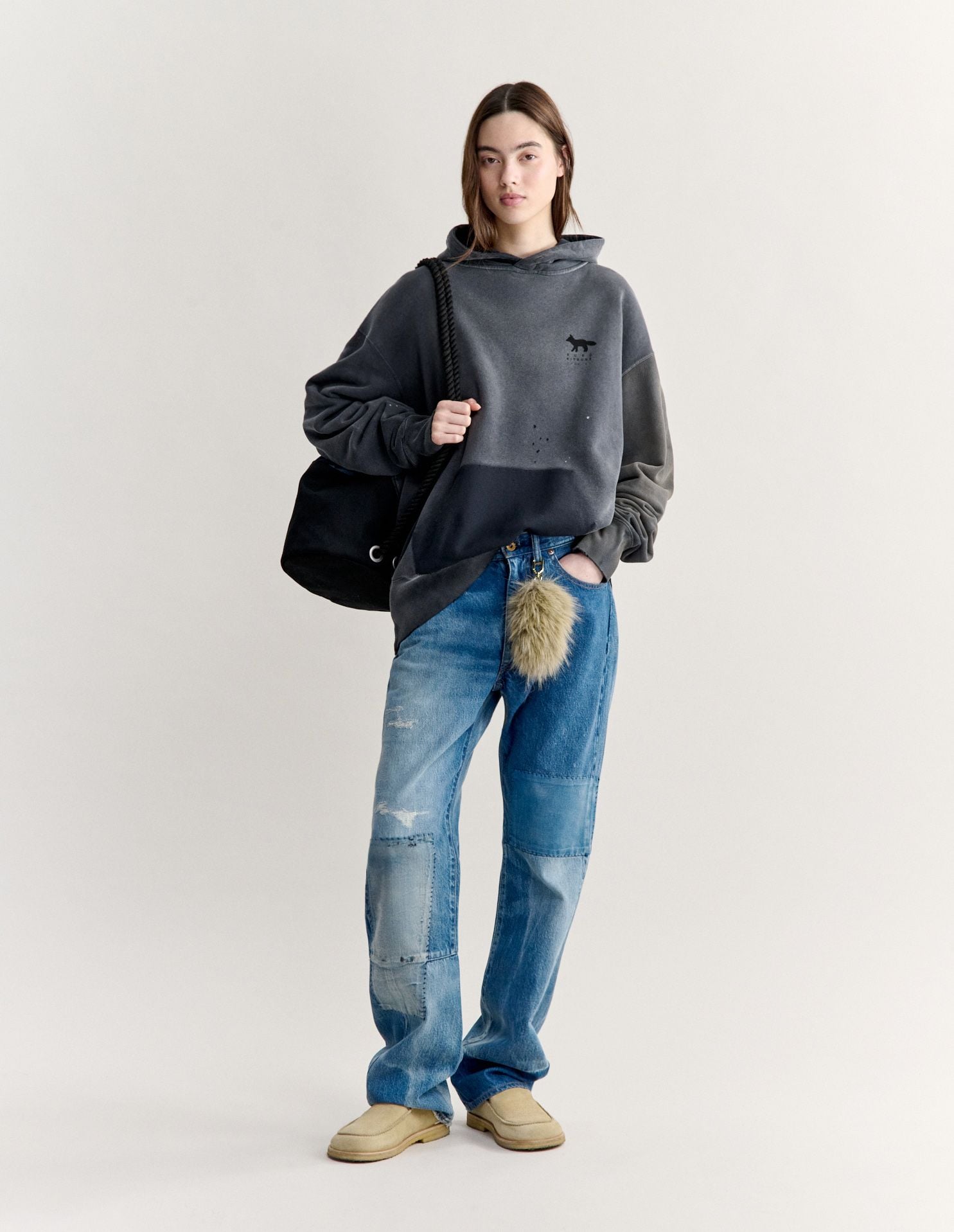 Áo hoodie Maison Kitsuné x Kuro Patchworked Fox