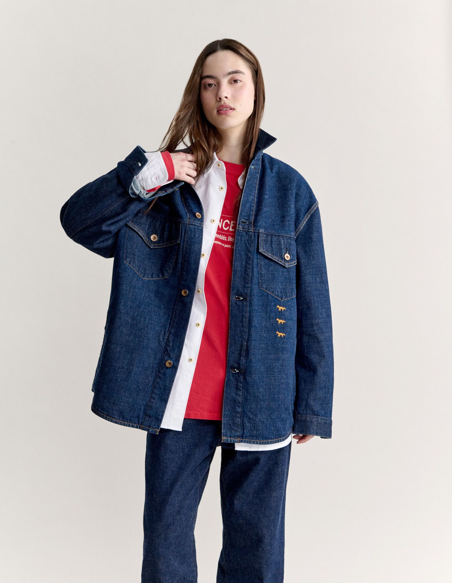 Áo khoác denim Maison Kitsuné x Kuro