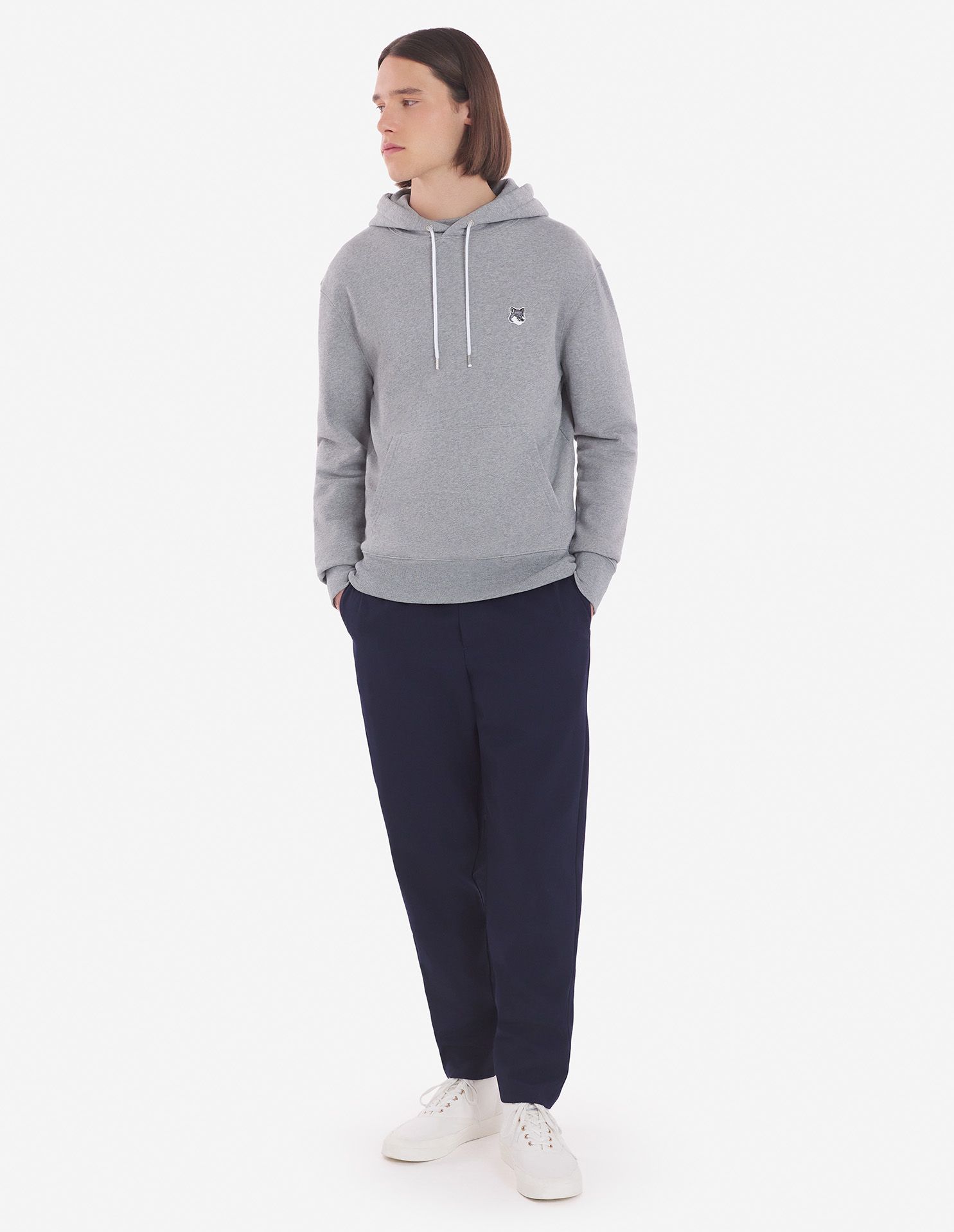 Maison Kitsuné - Áo hoodie Grey Fox Head dáng Classic
