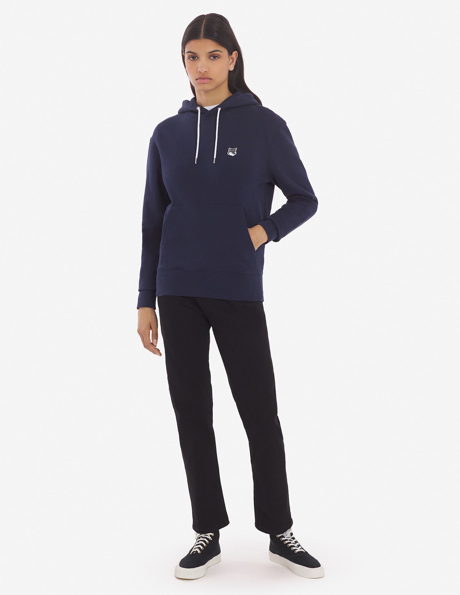 Maison Kitsuné - Áo hoodie Grey Fox Head dáng Classic