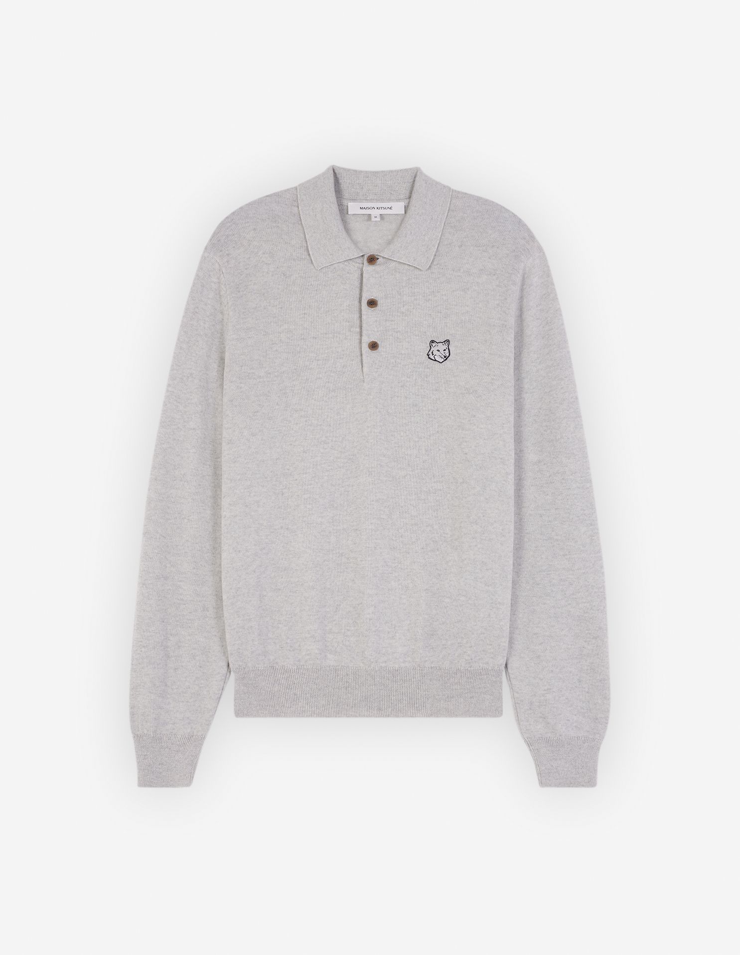 Maison Kitsuné - Áo polo len dài tay Bold Fox Head dáng Regular