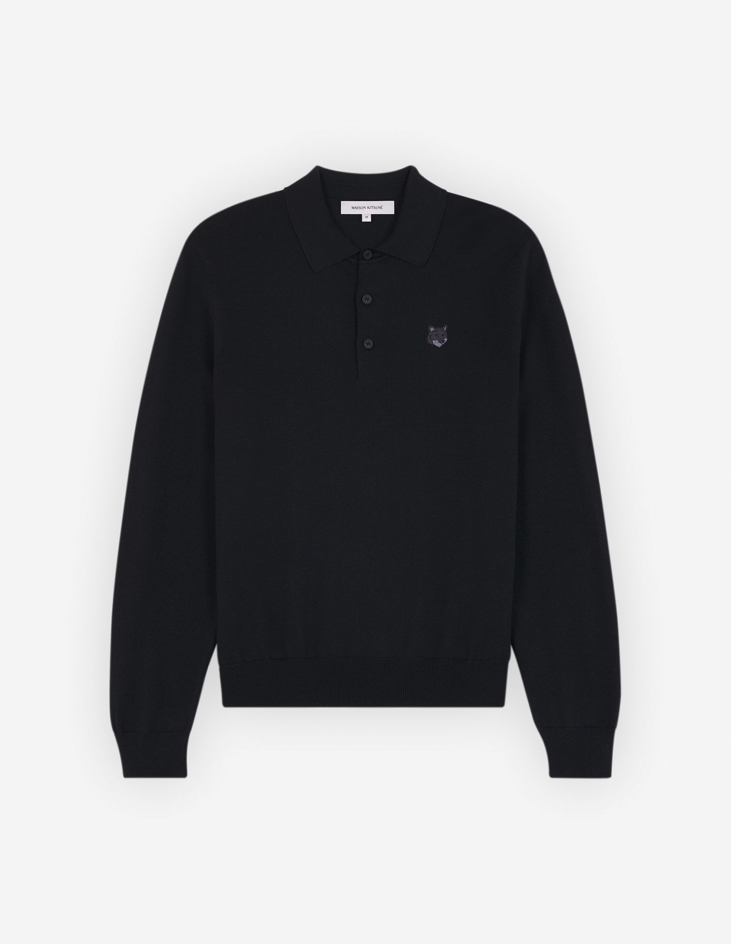 Maison Kitsuné - Áo polo len dài tay Bold Fox Head dáng Regular