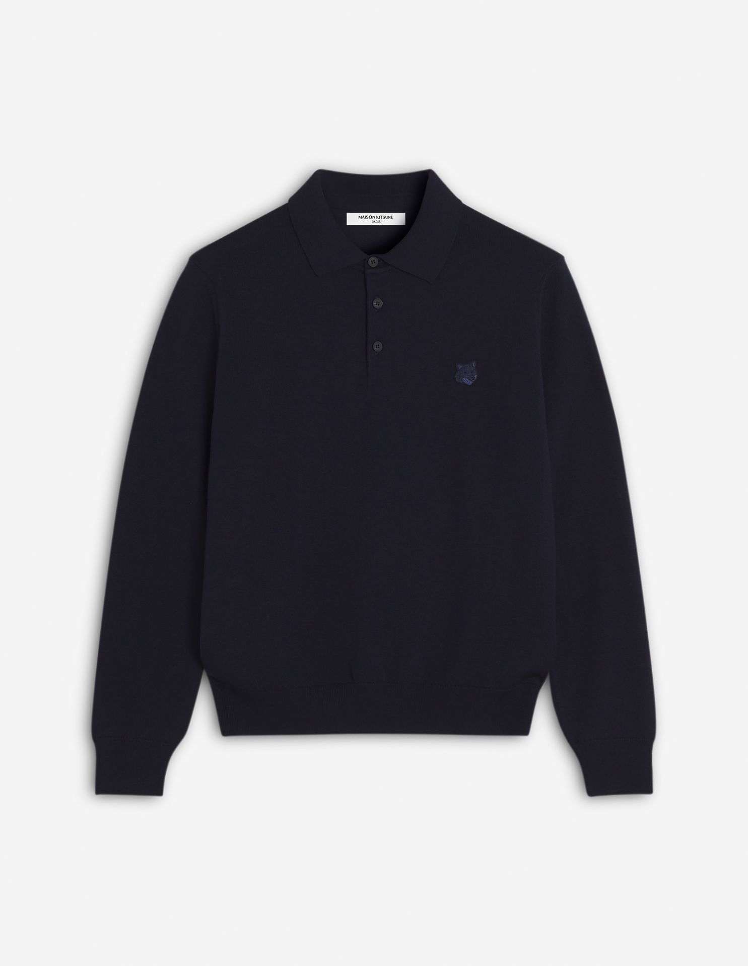 Maison Kitsuné - Áo polo len dài tay Bold Fox Head dáng Regular