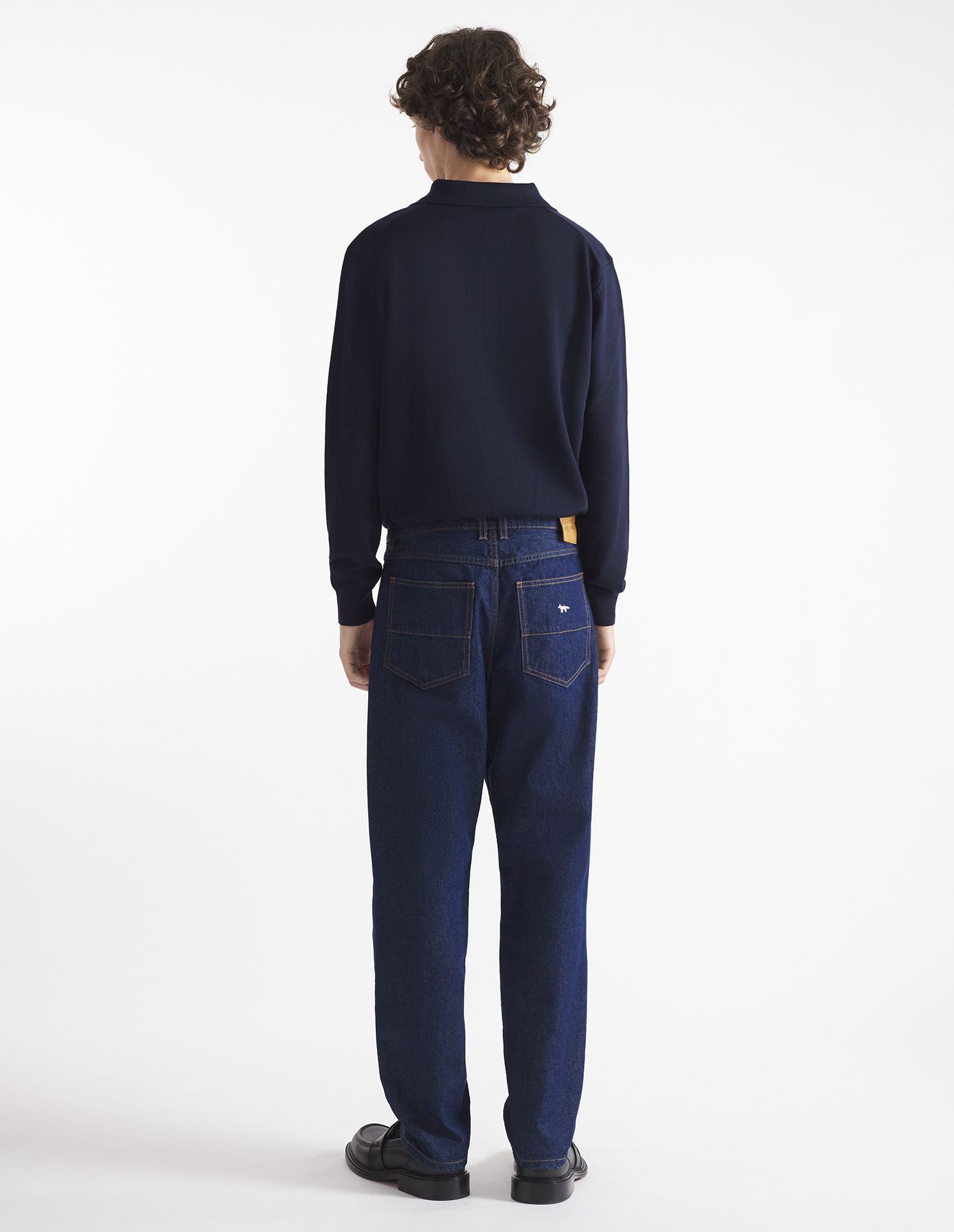 Maison Kitsuné - Áo polo len dài tay Bold Fox Head dáng Regular