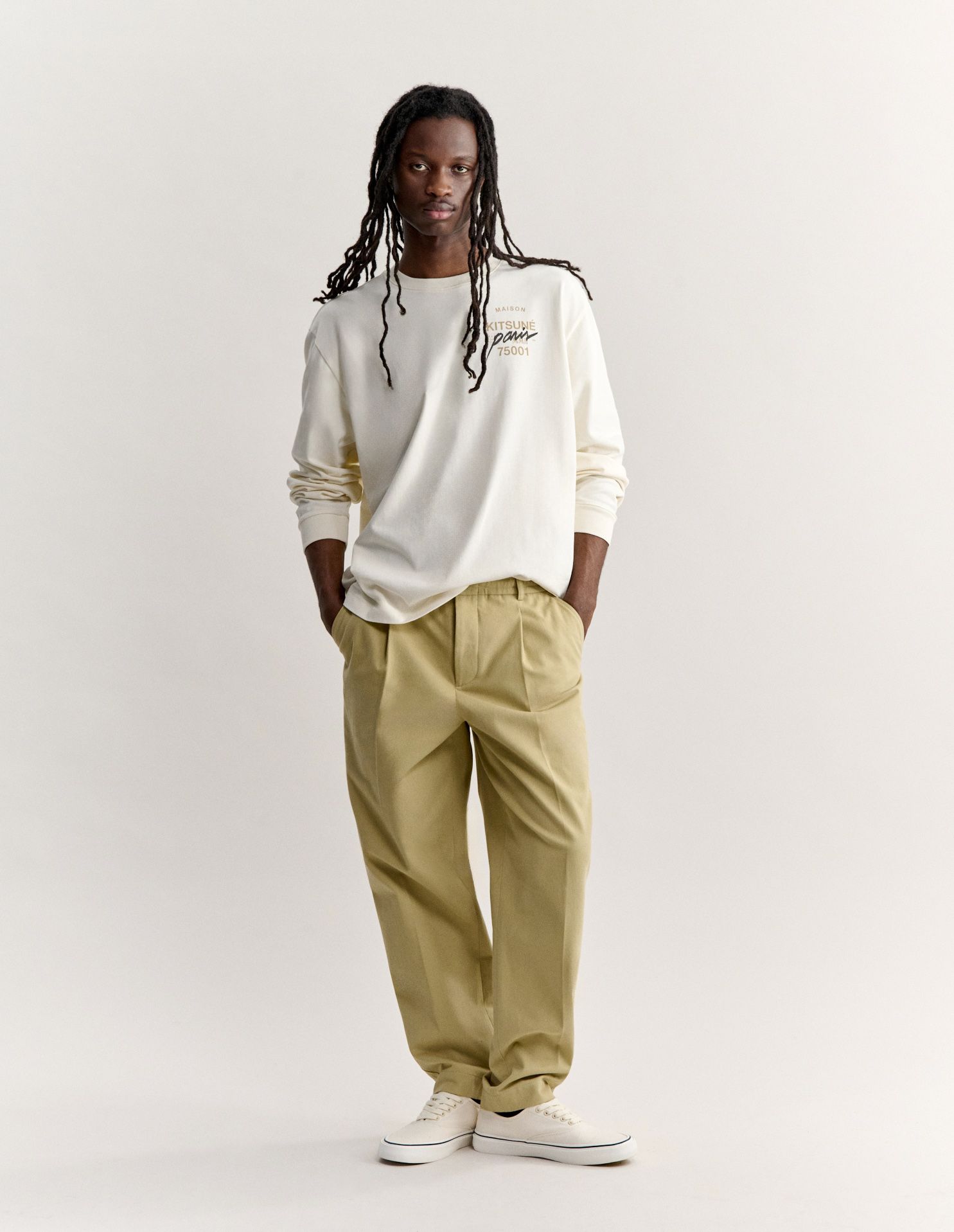 Maison Kitsuné - Áo thun dài tay nam MMII Fox Head dáng oversize