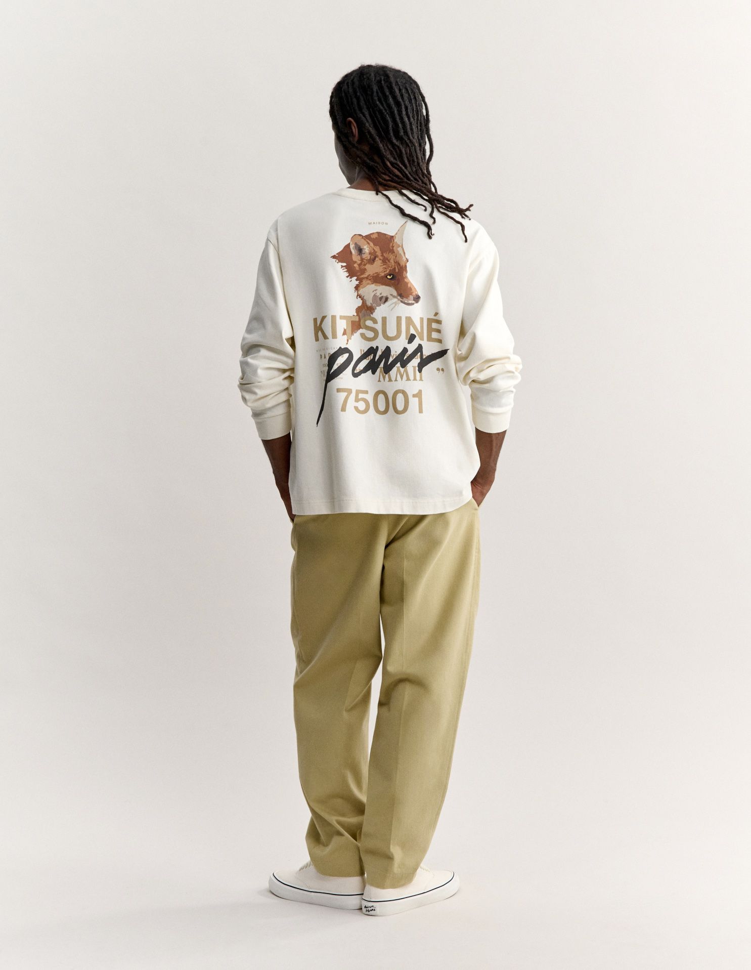 Maison Kitsuné - Áo thun dài tay nam MMII Fox Head dáng oversize