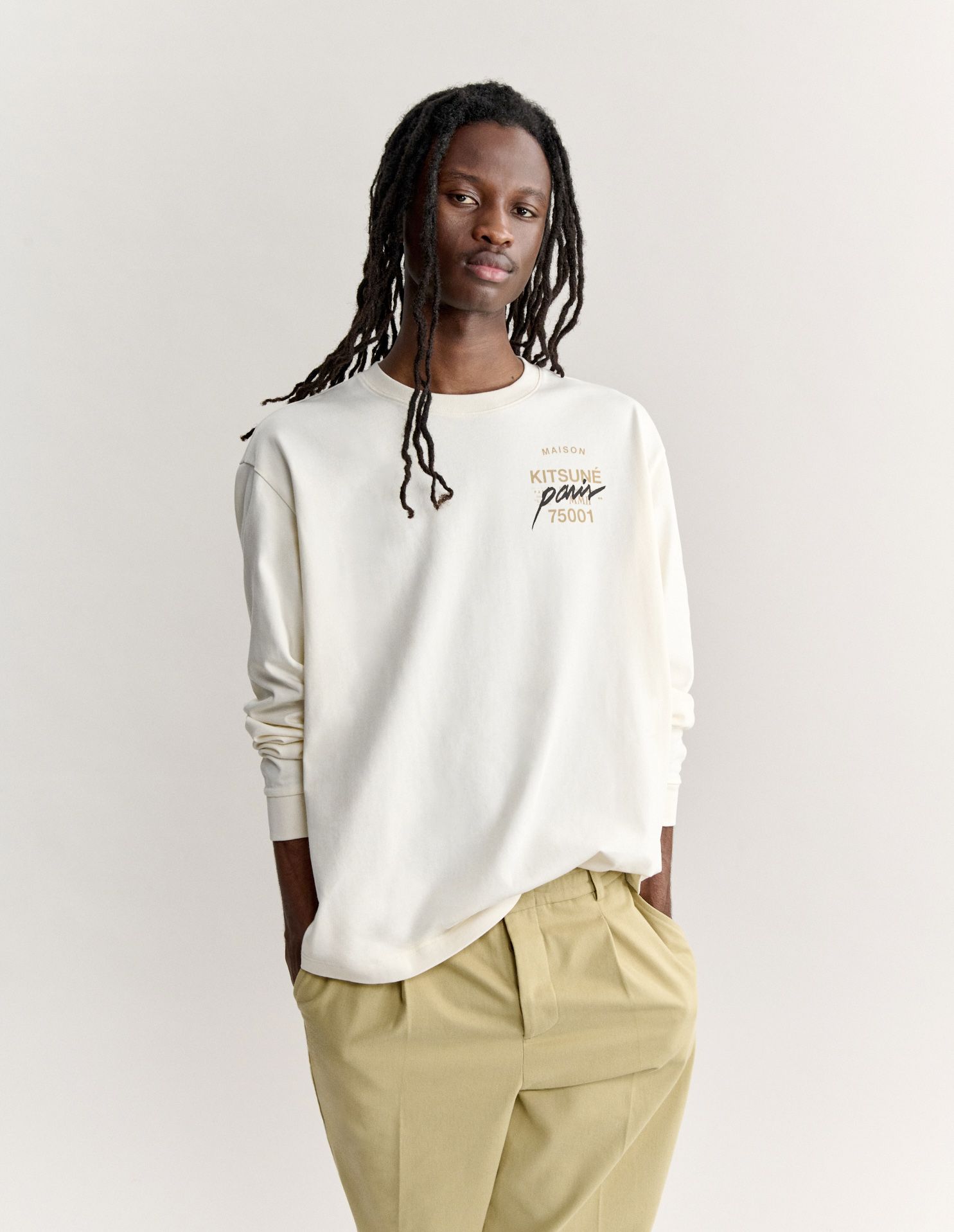 Maison Kitsuné - Áo thun dài tay nam MMII Fox Head dáng oversize