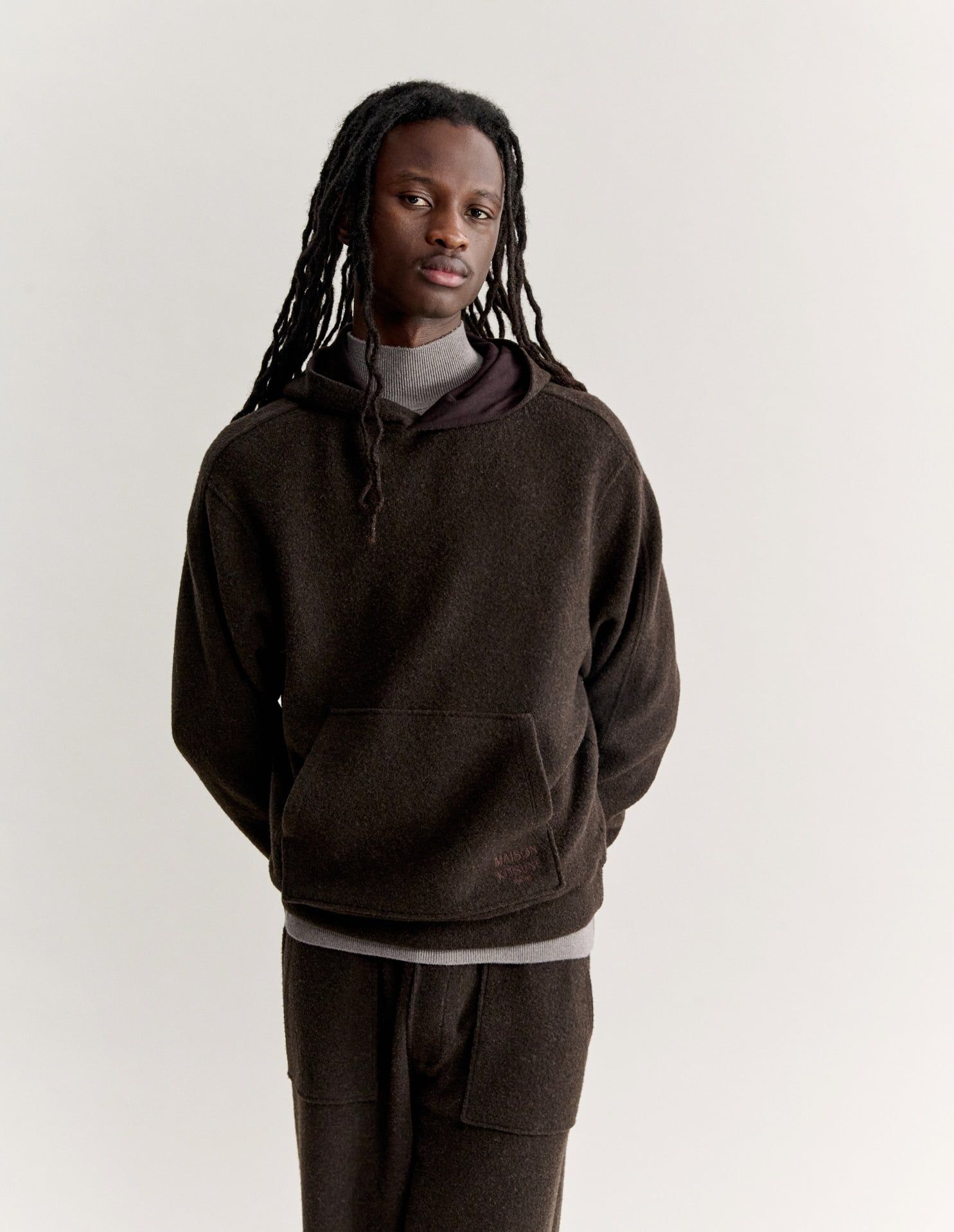 Áo hoodie nam nỉ pha len dáng relaxed