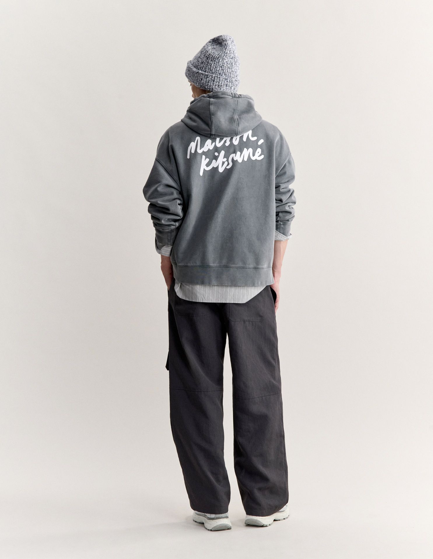 Áo hoodie nam Maison Kitsuné Handwriting phai màu dáng oversize