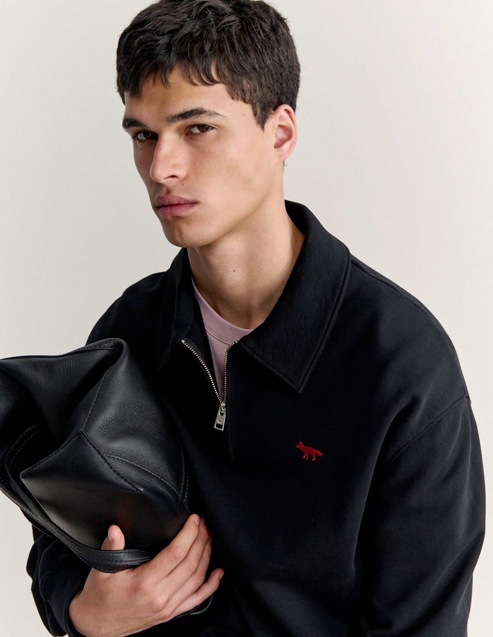 Áo sweatshirt polo nam khóa kéo Profile Fox dáng comfort
