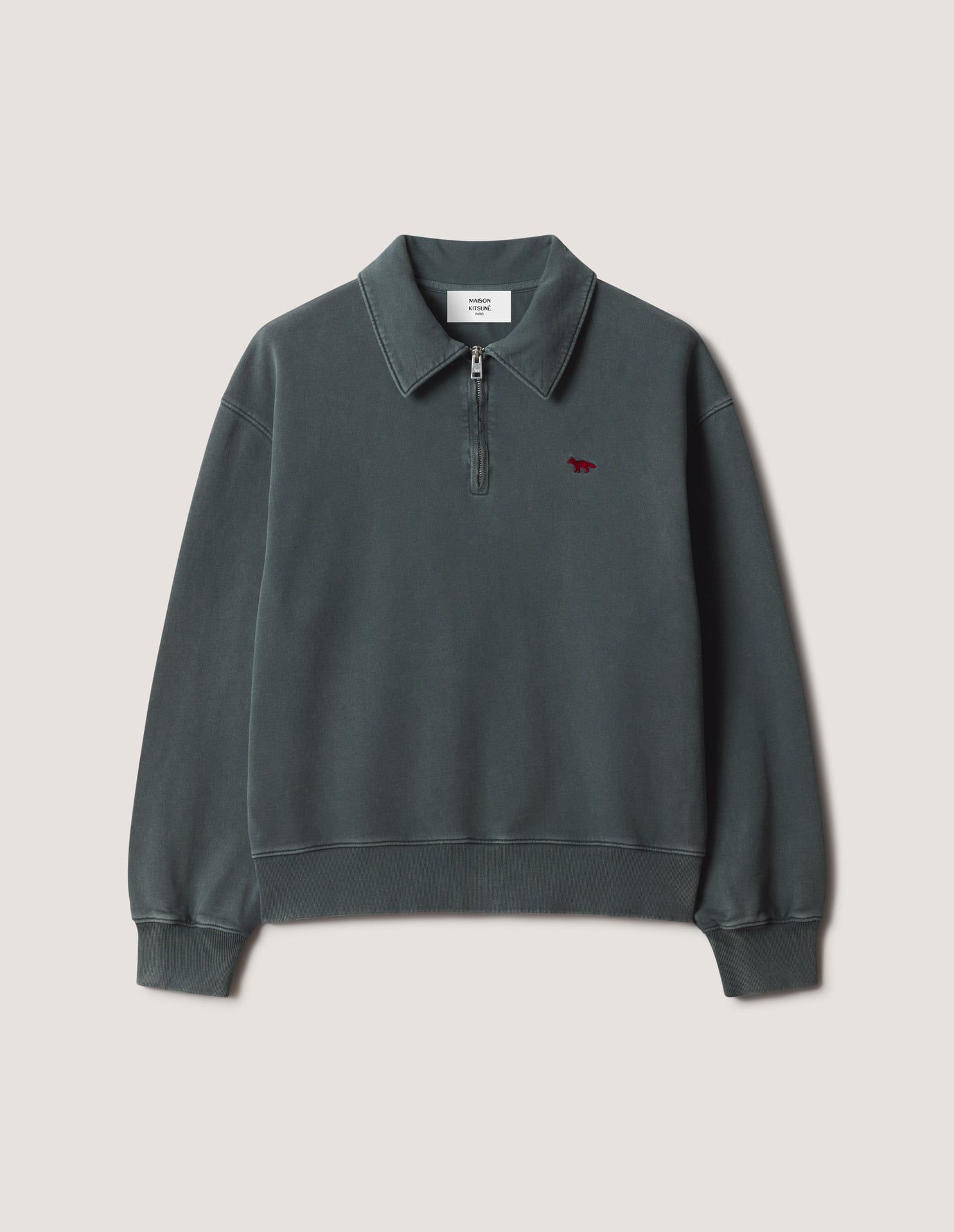 Áo sweatshirt polo nam Profile Fox phai màu dáng comfort