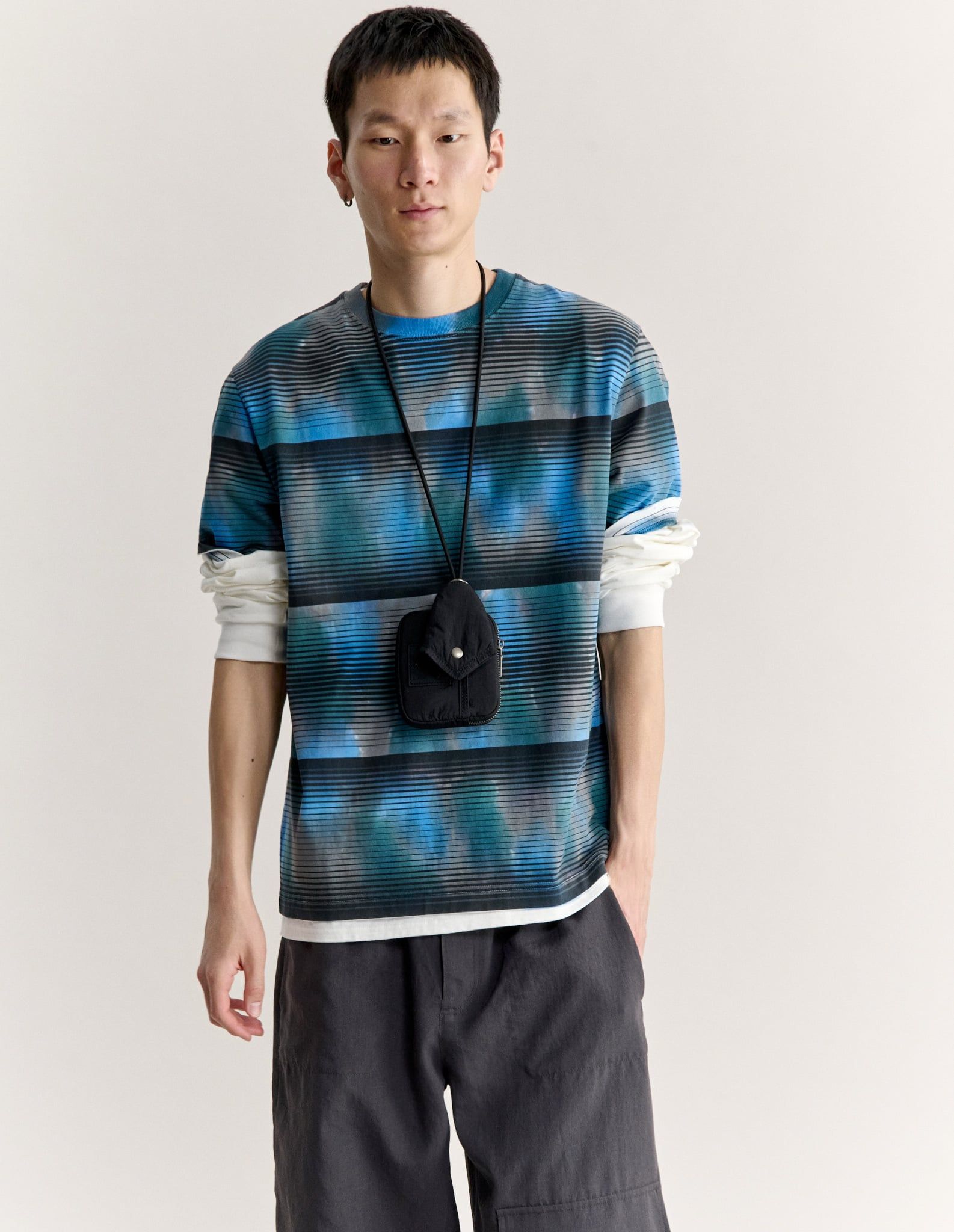 Áo thun nam Watercolor Stripes dáng comfort