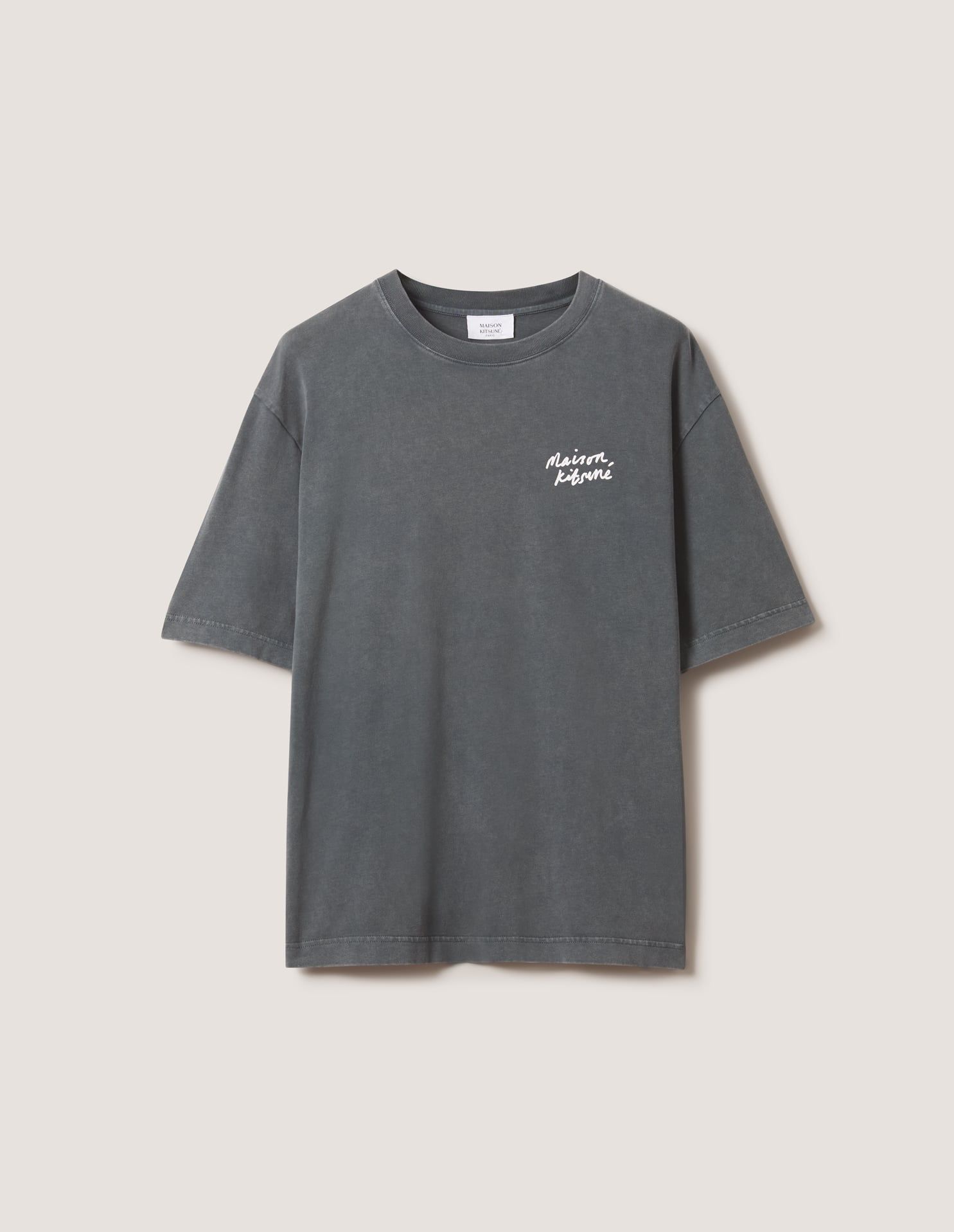 Áo thun nam Maison Kitsuné Handwriting phai màu dáng oversize