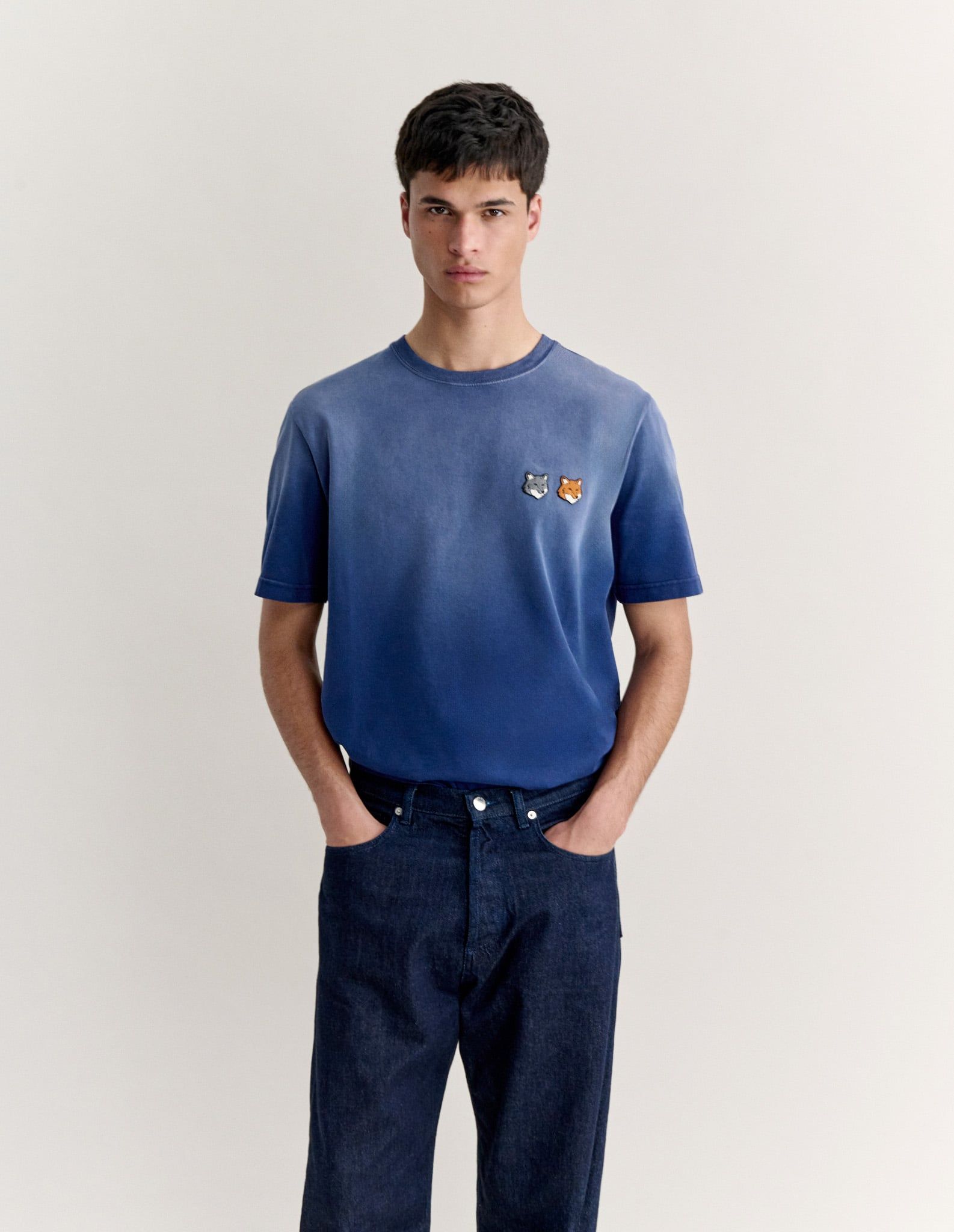 Maison Kitsuné - Áo thun nam Double Fox Head dáng comfort