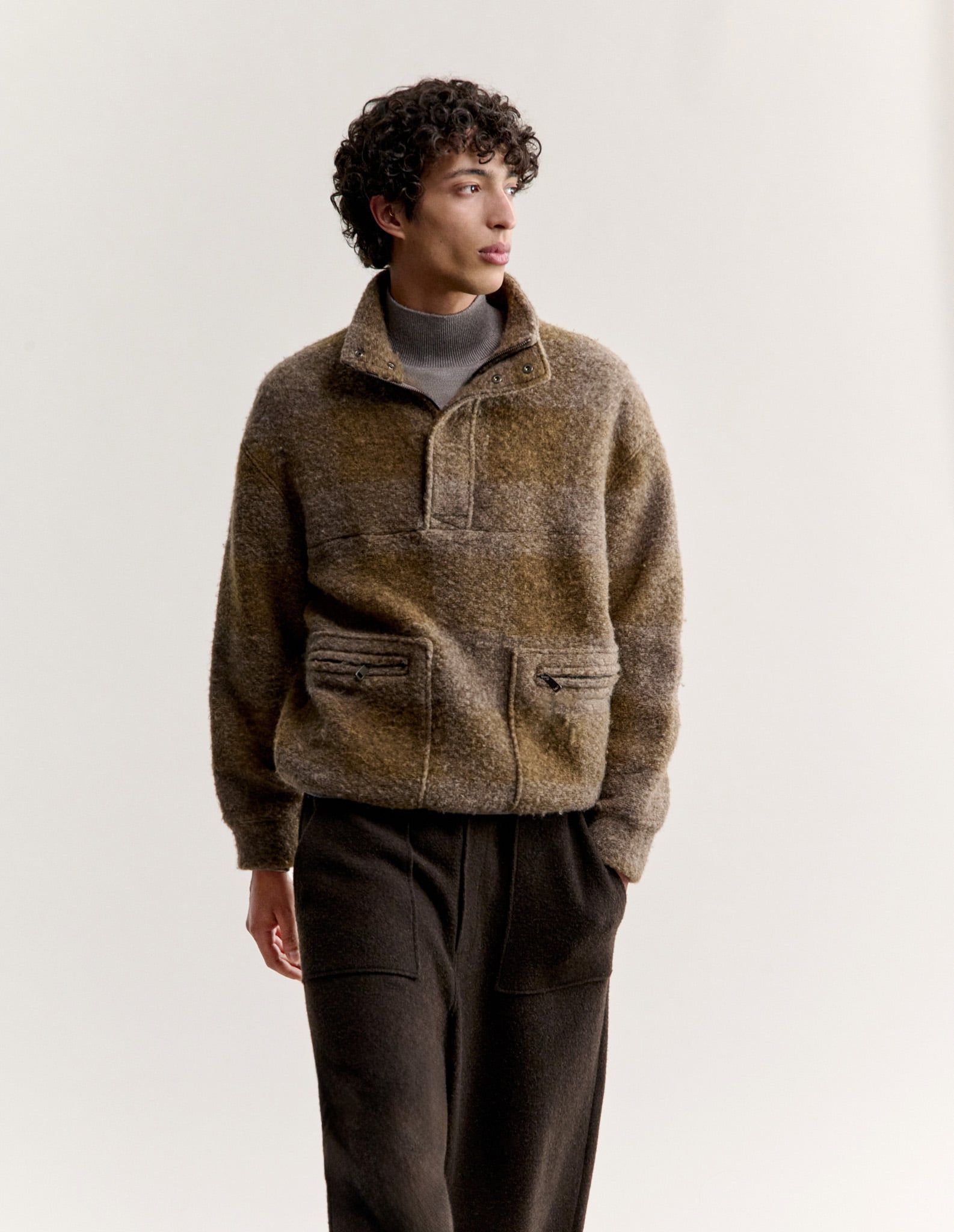 Áo khoác sherpa nam Popover dáng comfort