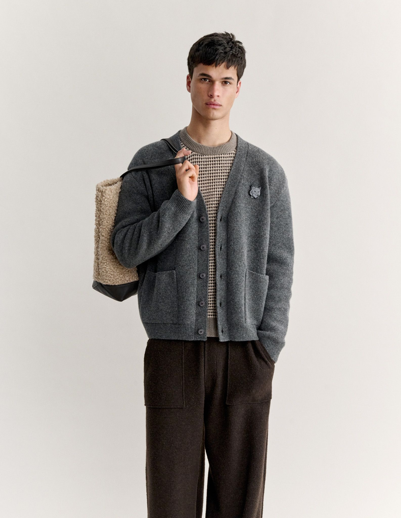 Áo cardigan nam Fox Head lambswool Milano dáng comfort