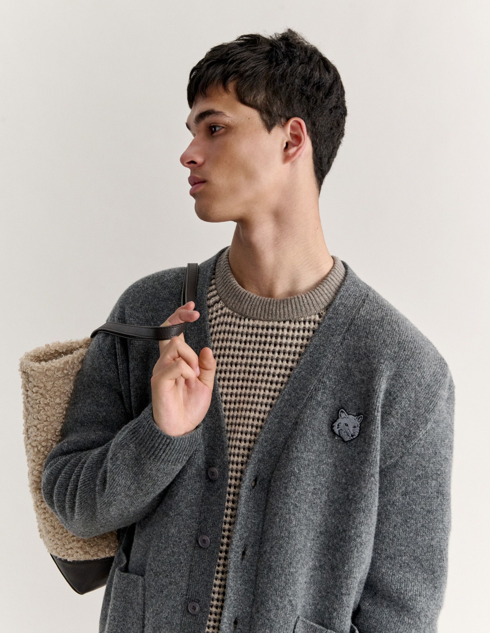 Áo cardigan nam Fox Head lambswool Milano dáng comfort