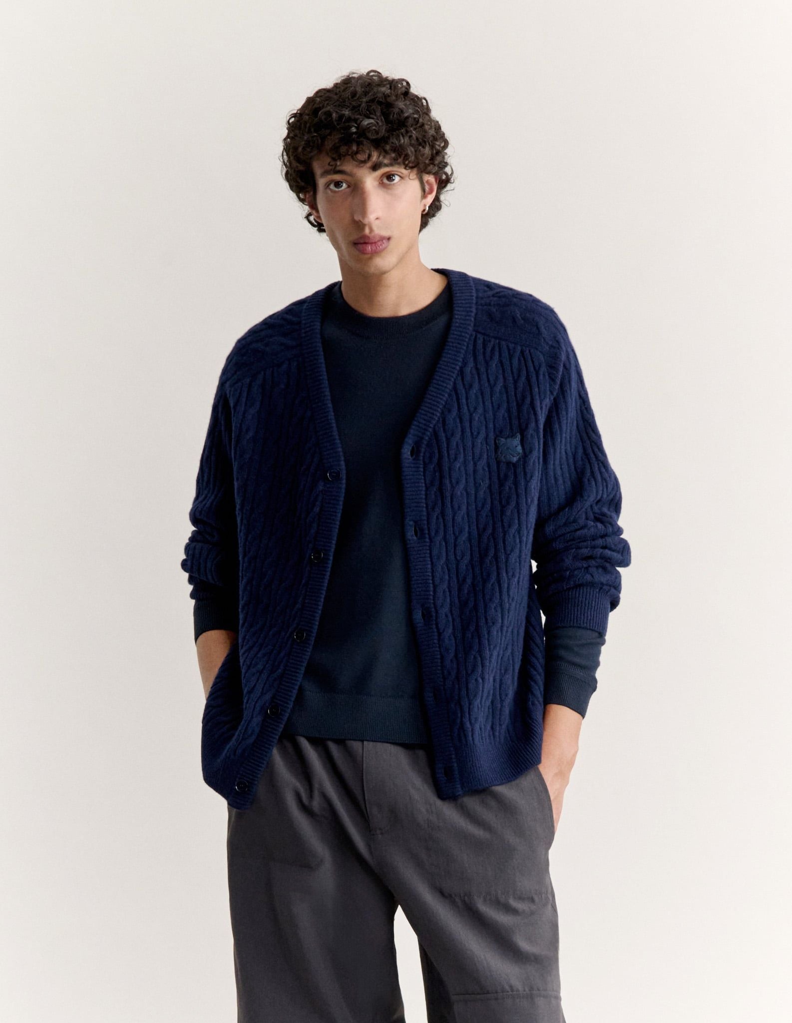Áo cardigan nam Fox Head đan  dáng regular