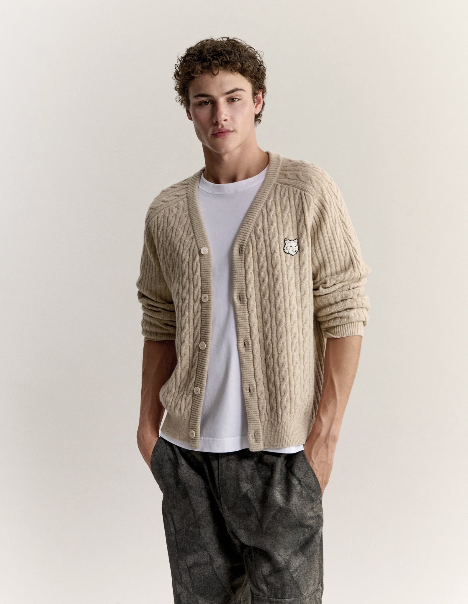 Áo cardigan nam Fox Head đan  dáng regular
