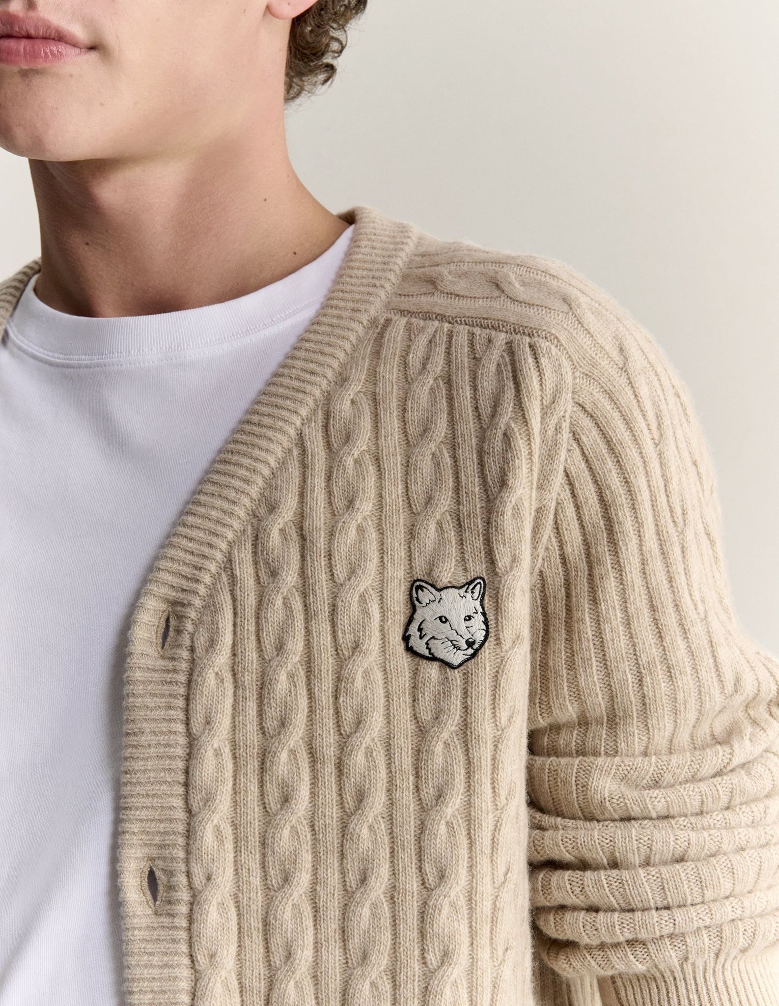 Áo cardigan nam Fox Head đan  dáng regular