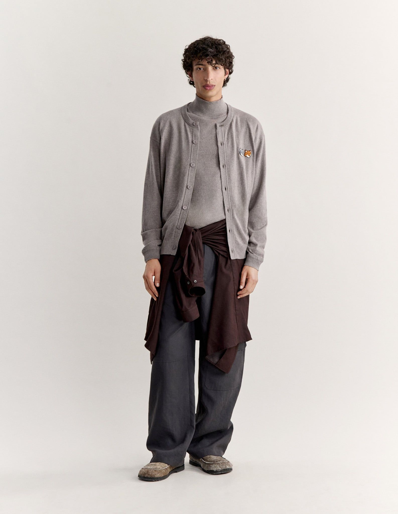 Áo cardigan nam Double Fox Head dáng comfort