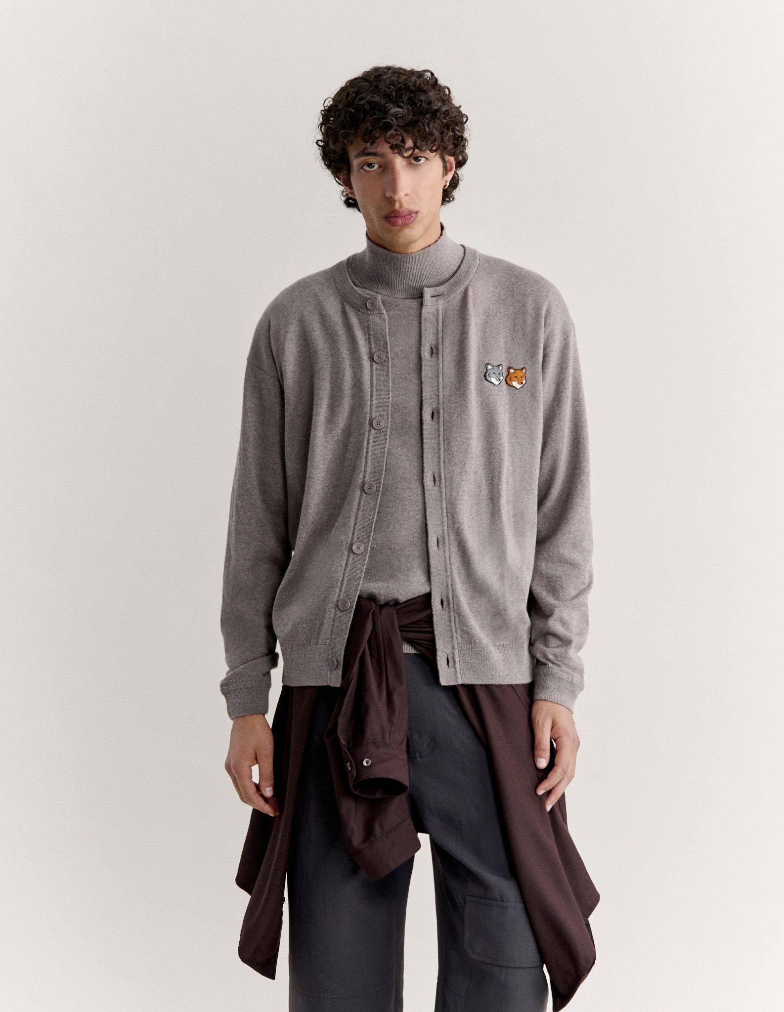 Maison Kitsuné - Áo cardigan nam Double Fox Head dáng comfort
