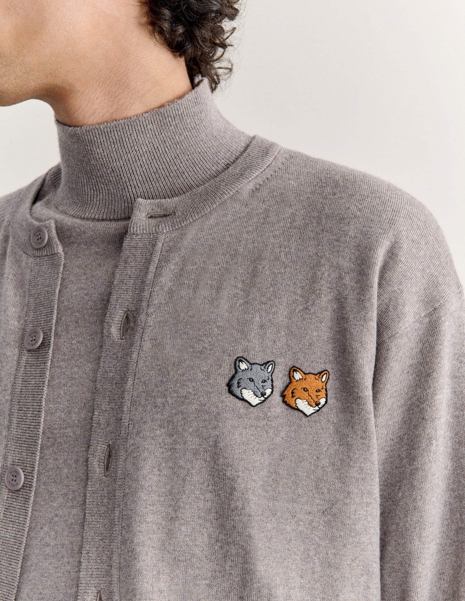 Maison Kitsuné - Áo cardigan nam Double Fox Head dáng comfort