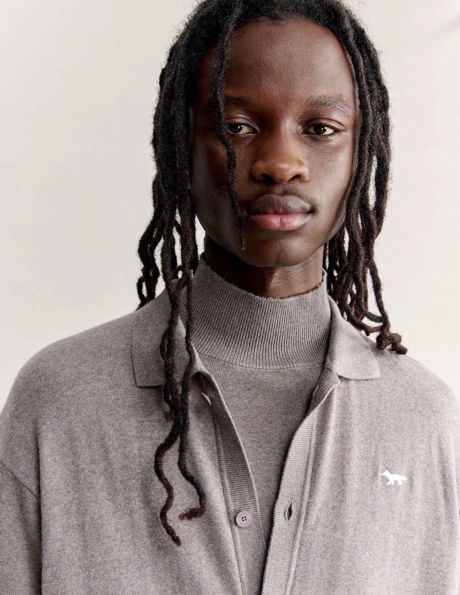 Maison Kitsuné - Áo cardigan polo nam Profile Fox dáng comfort